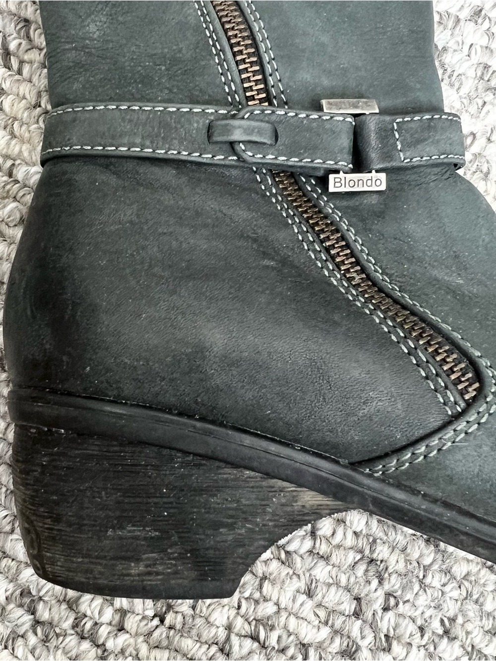 Blondo deep charcoal grey green old money tall waterproof leather boots 7 - Picture 3 of 15